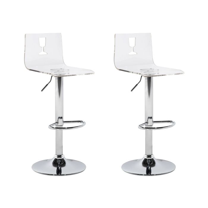 Set of 2 Swivel Bar Stools Transparent White BUSAN