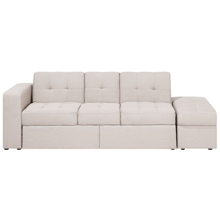 Sectional Sofa Bed with Ottoman Beige FALSTER