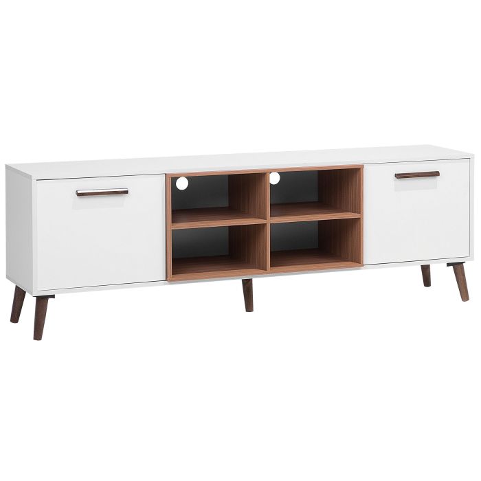 TV Stand White with Dark Wood ALLOA