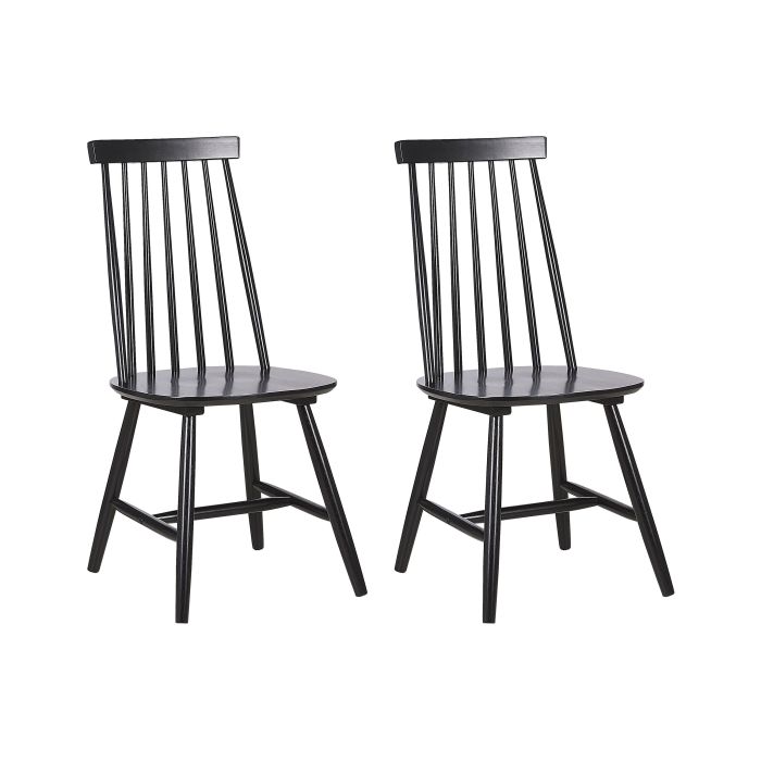 Set of 2 Wooden Dining Chairs Black BURBANK