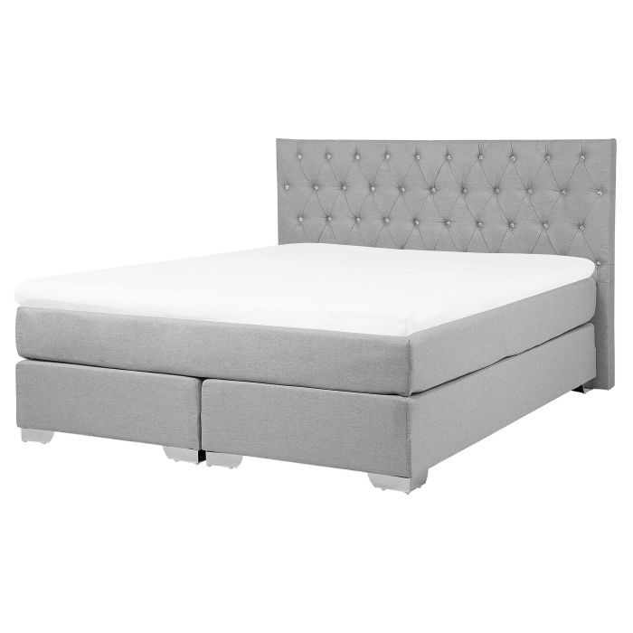 Fabric EU King Size Divan Bed Light Grey DUCHESS