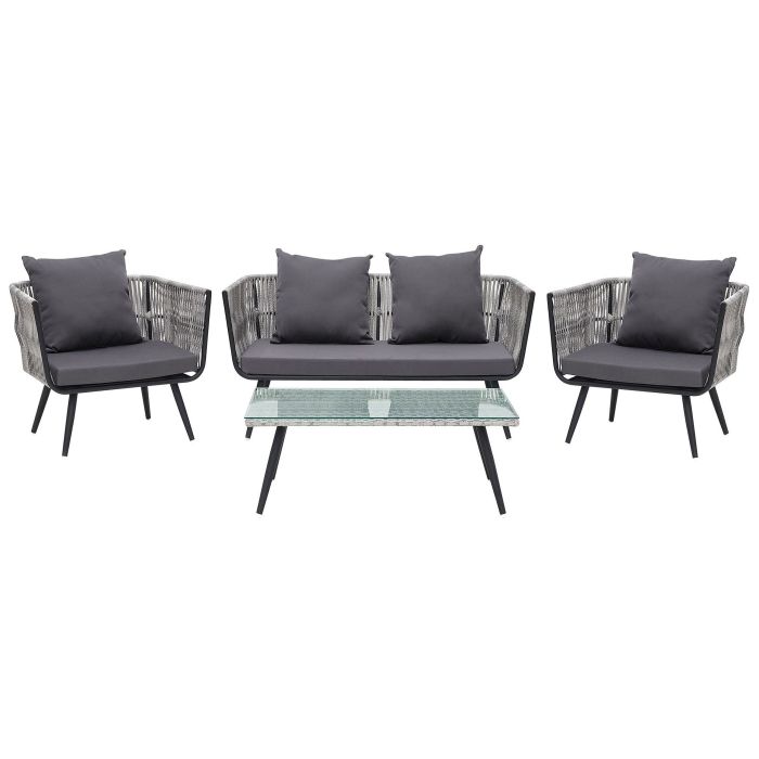 4 Seater PE Rattan Garden Sofa Set Grey RAGUSA