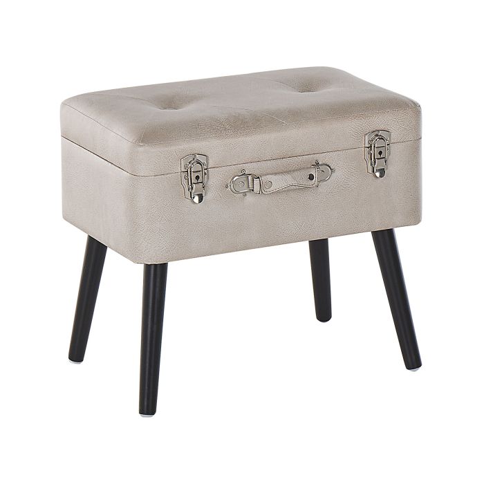 Faux Leather Storage Stool Beige MALLARD