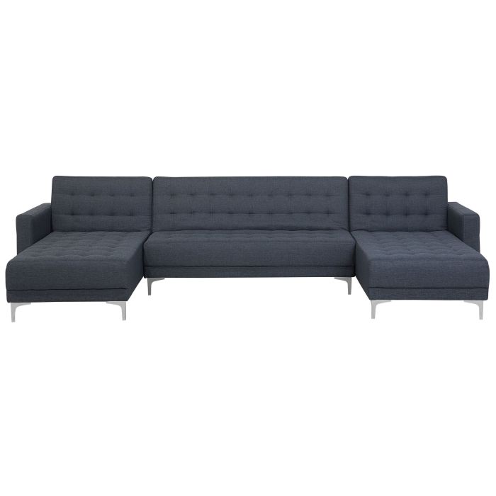 5 Seater U-shaped Modular Fabric Sofa Dark Grey ABERDEEN
