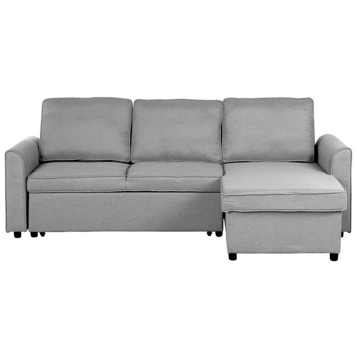Left Hand Fabric Corner Sofa Bed with Storage Grey NESNA