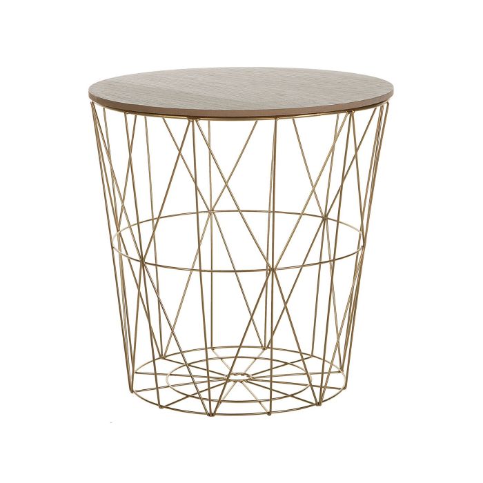 Wire Frame Metal Storage Side Table Gold LANARK
