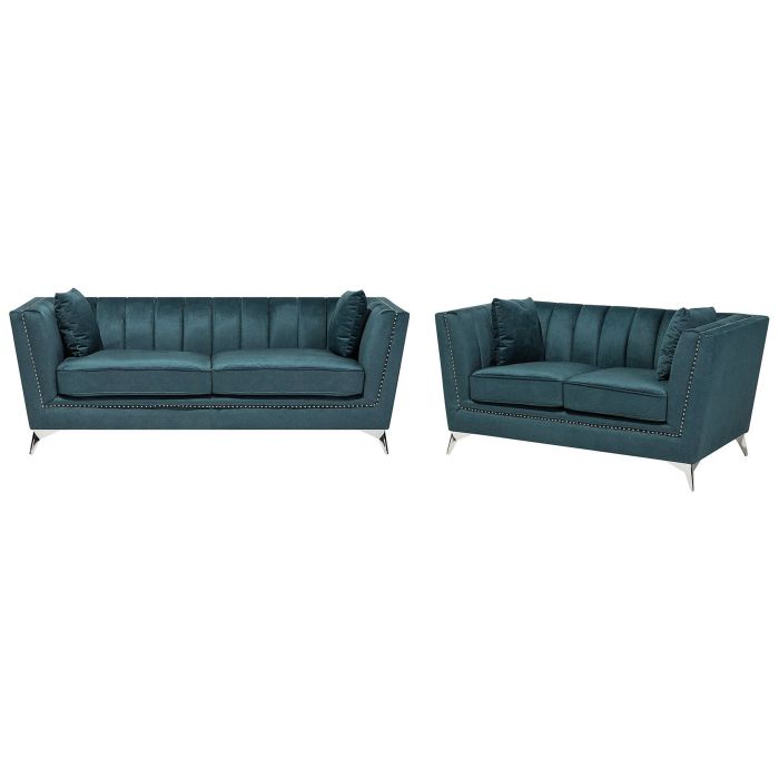 Velvet Sofa Set Teal Blue GAULA