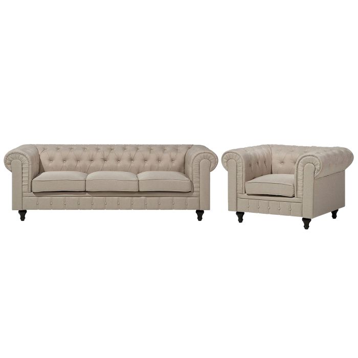 Fabric Living Room Set Beige CHESTERFIELD Big
