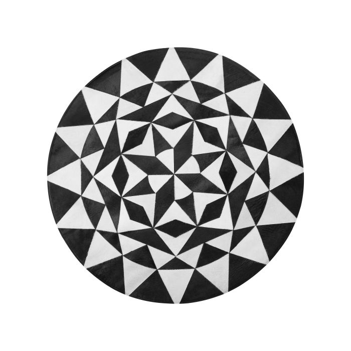 Round Cowhide Rug 140cm Black and White