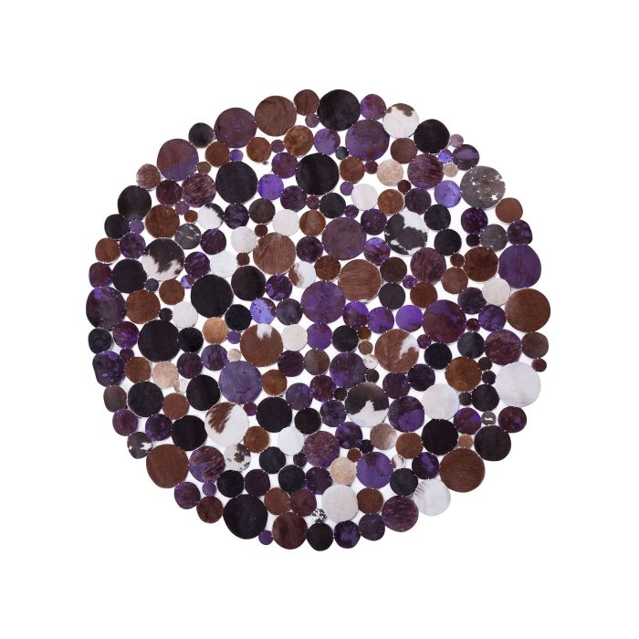Round Cowhide Rug 140cm Purple Multicolour