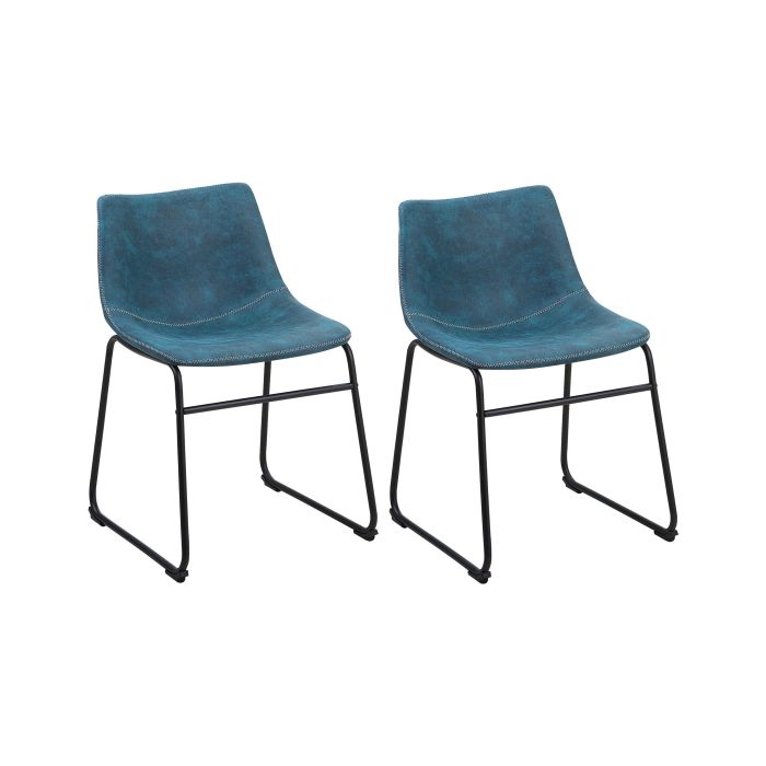 Set of 2 Fabric Dining Chairs Blue BATAVIA