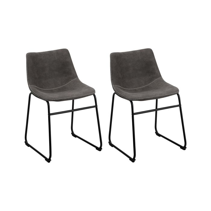 Set of 2 Fabric Dining Chairs Grey BATAVIA