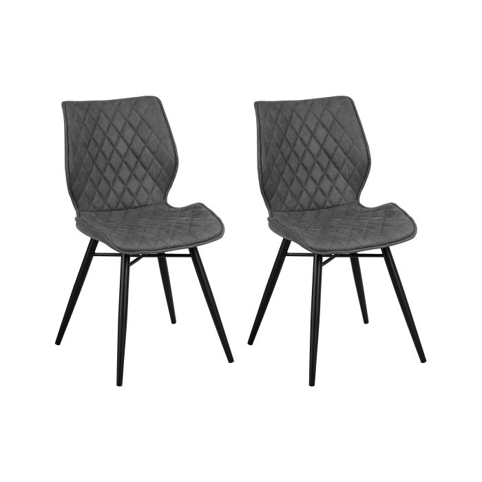 Set of 2 Fabric Dining Chairs Grey LISLE