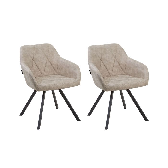 Set of 2 Fabric Dining Chairs Beige MONEE