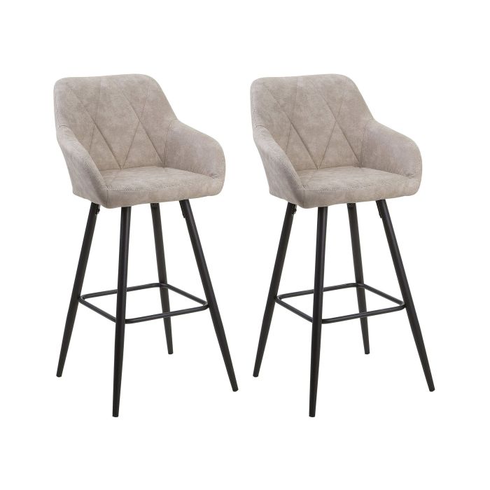 Set of 2 Fabric Bar Chairs Beige DARIEN
