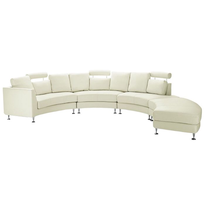 7 Seater Curved Leather Modular Sofa Cream Beige ROTUNDE