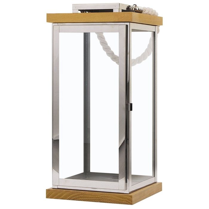 Glass Candle Lantern 41 cm Silver BORNEO