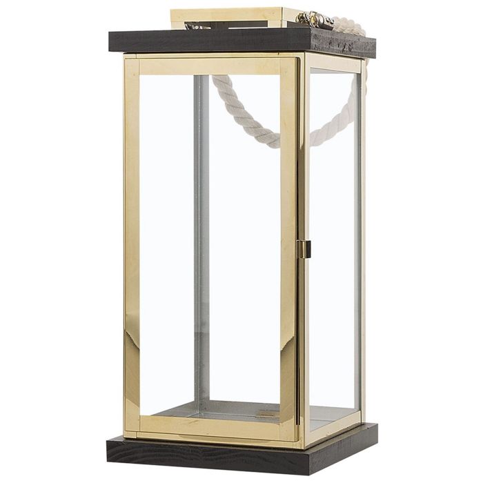 Glass Candle Lantern 41 cm Brass BORNEO