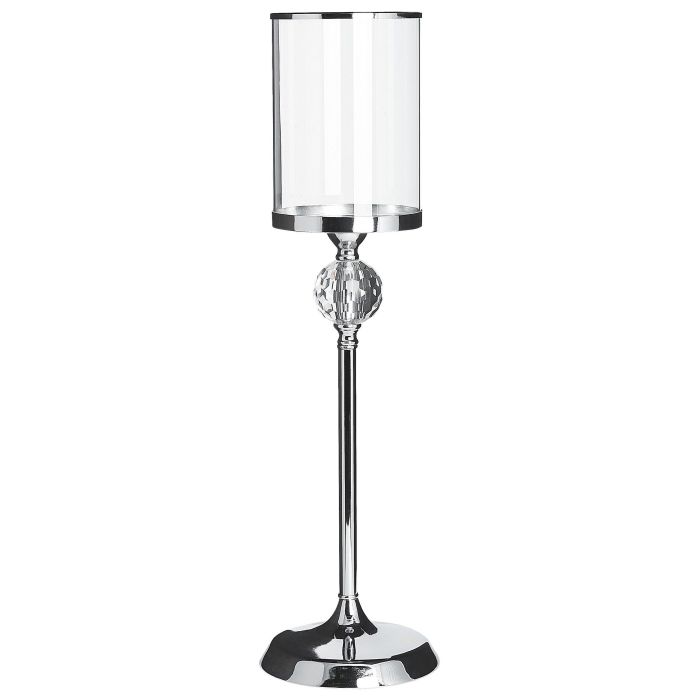 Glass Hurricane Candle Holder 58 cm Silver COTUI