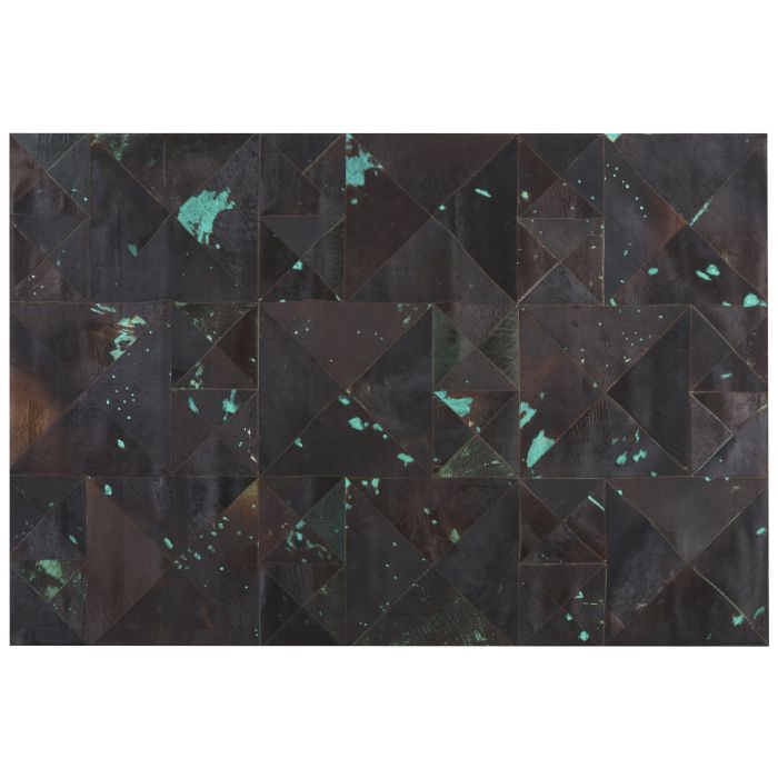 Cowhide Area Rug 160x230cm Brown with Turquoise