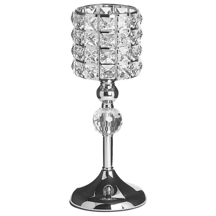 Glass Hurricane Candle Holder 33 cm Silver AVORD