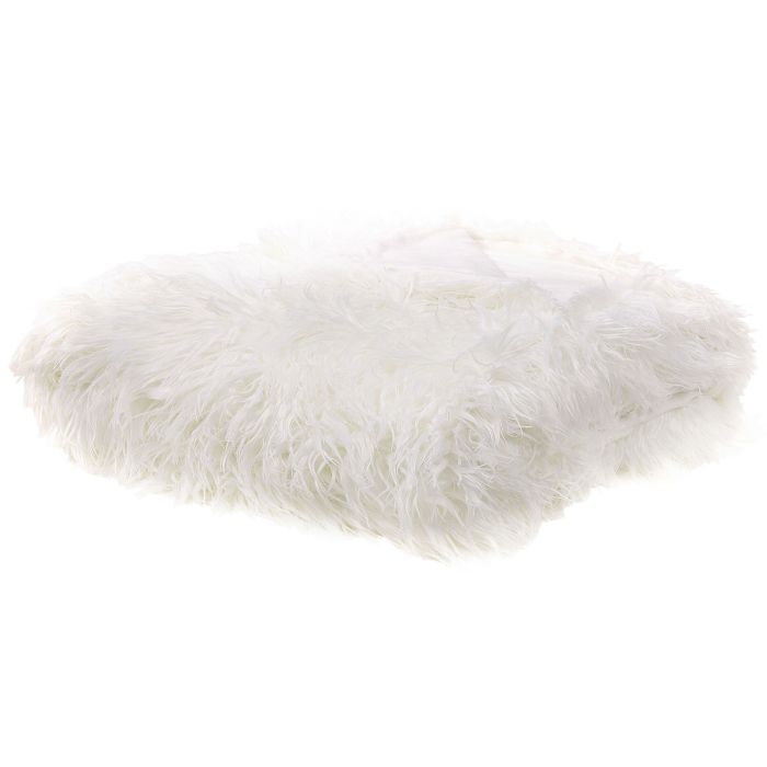 Faux Fur Bedspread 200 x 220 cm White DELICE