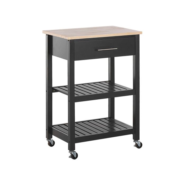 3 Tier Kitchen Trolley Black HIUMA