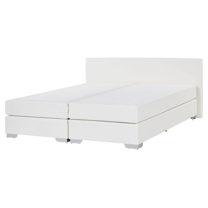 Faux Leather EU King Size Divan Bed White PRESIDENT