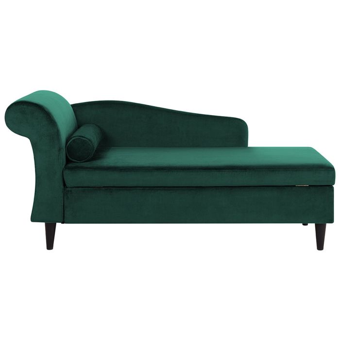 Left Hand Velvet Chaise Lounge Emerald Green LUIRO