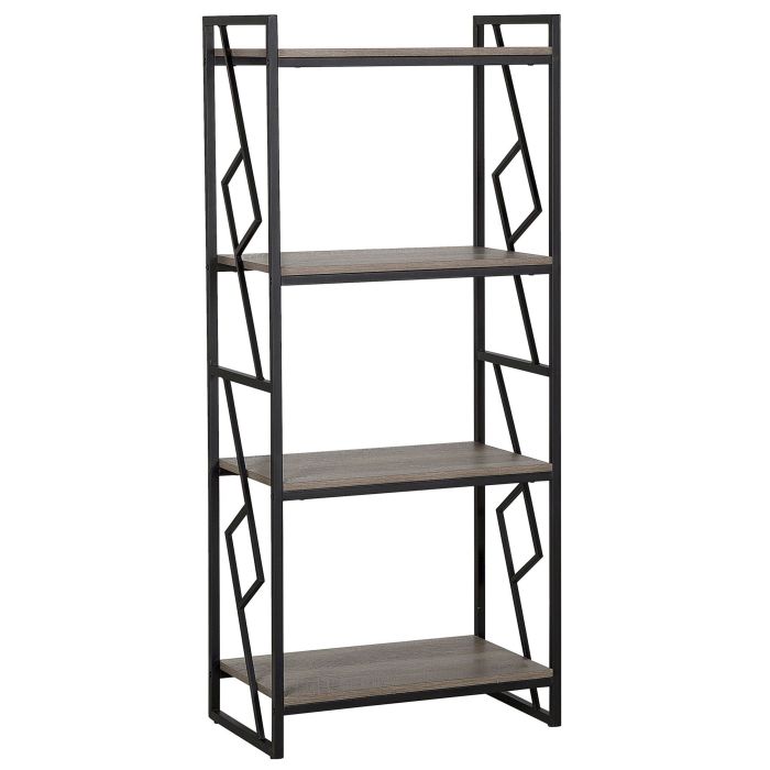 4 Tier Bookshelf Dark Wood and Black FORRES