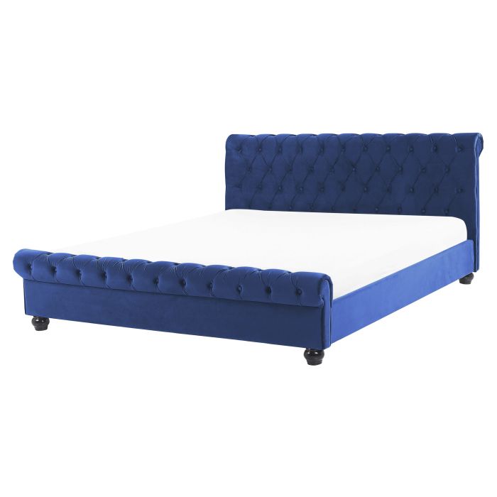 Velvet EU King Size Bed Blue AVALLON