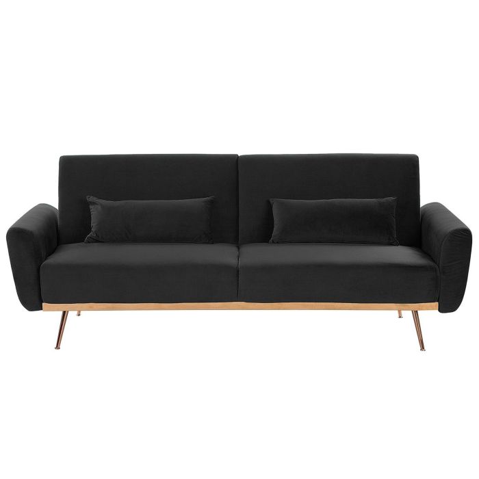 Velvet Sofa Bed Black EINA