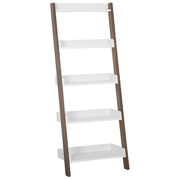 Ladder Shelf Dark Wood and White MOBILE TRIO