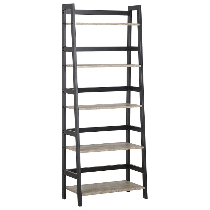 Ladder Shelf Light Wood and Black CROYDON