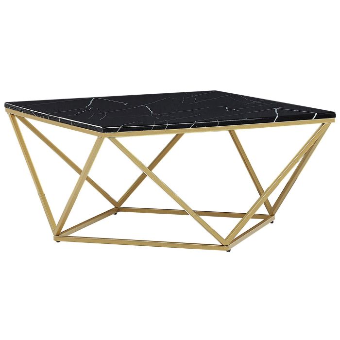 Marble Effect Coffee Table Black with Gold MALIBU