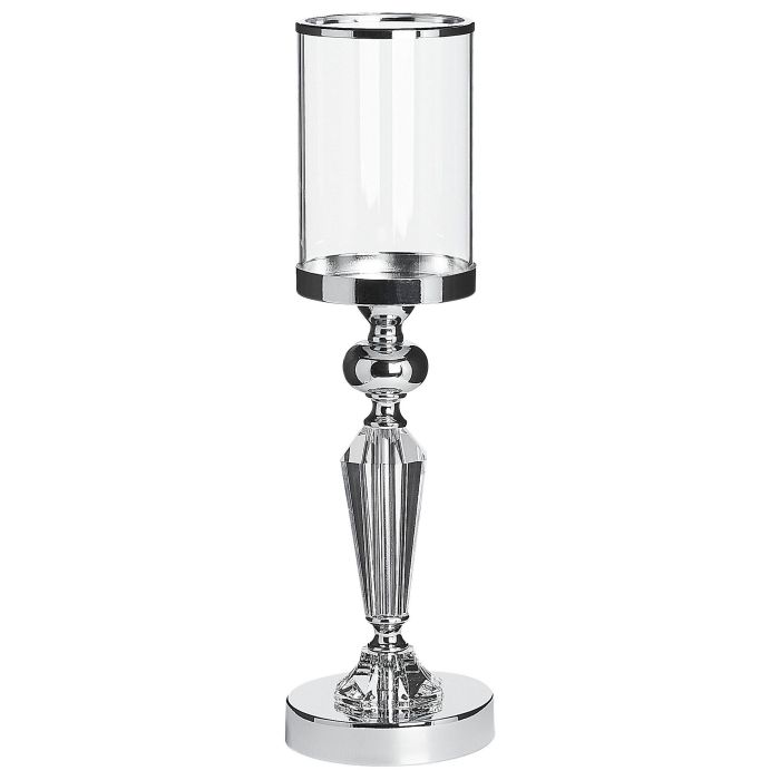 Glass Hurricane Candle Holder 42 cm Silver BONAO