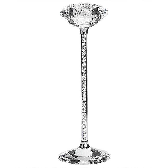 Glass Candlestick 23 cm Silver KOFI SLIM