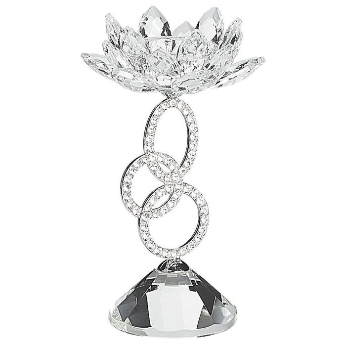 Glass Candlestick 19 cm Silver OVIEDO