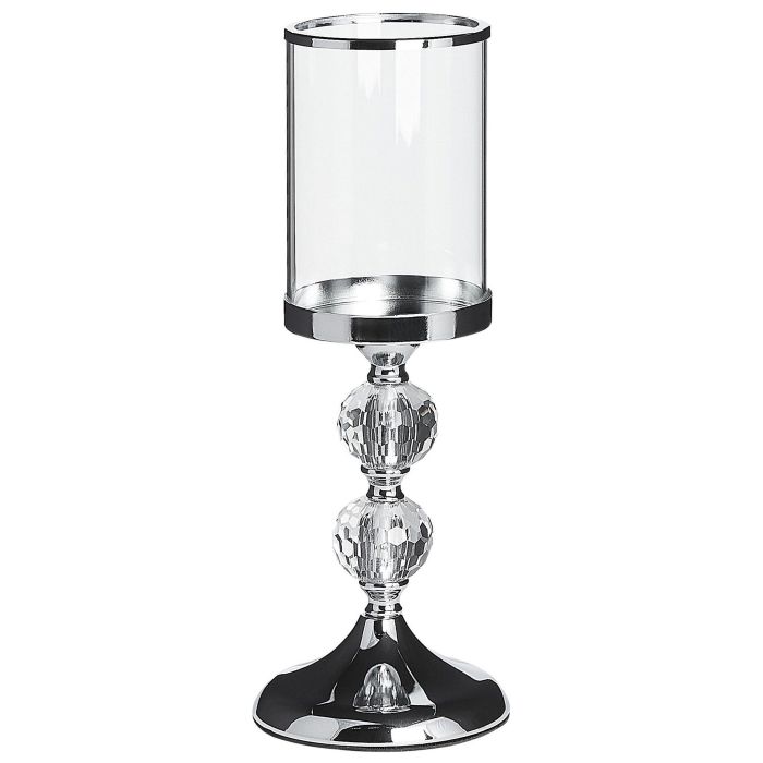 Glass Hurricane Candle Holder 36 cm Silver COTUI