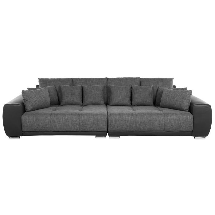 4 Seater Fabric Sofa Dark Grey and Black TORPO
