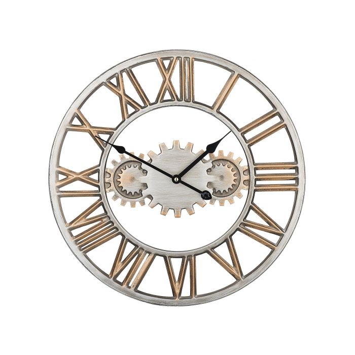 Iron Skeleton Wall Clock 46cm Silver and Gold