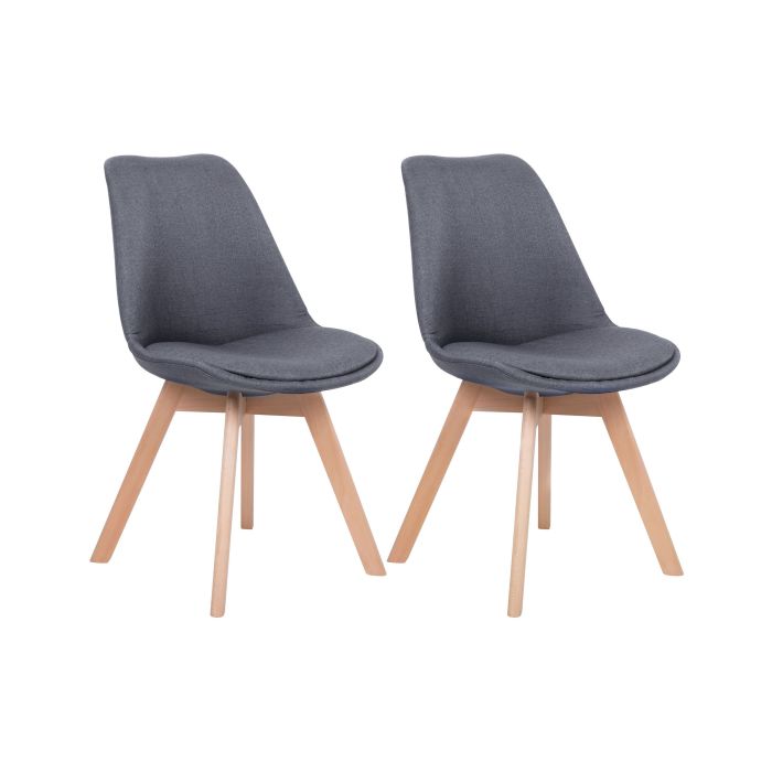 Set of 2 Fabric Dining Chairs Graphite Grey DAKOTA II