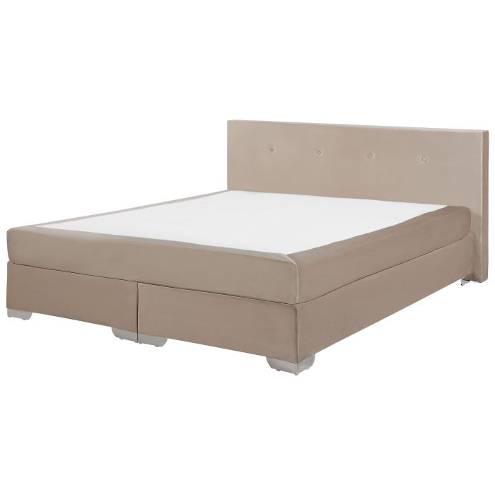 Velvet EU Super King Size Divan Bed Beige CONSUL