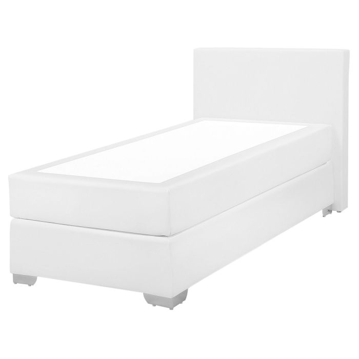 Faux Leather EU Single Size Divan Bed White PRESIDENT
