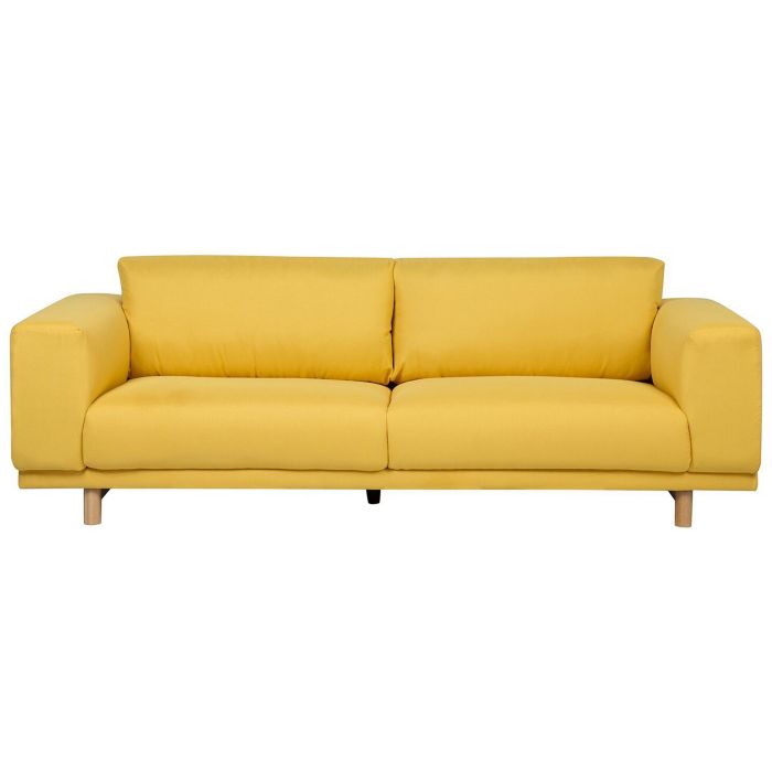 3 Seater Fabric Sofa Yellow NIVALA