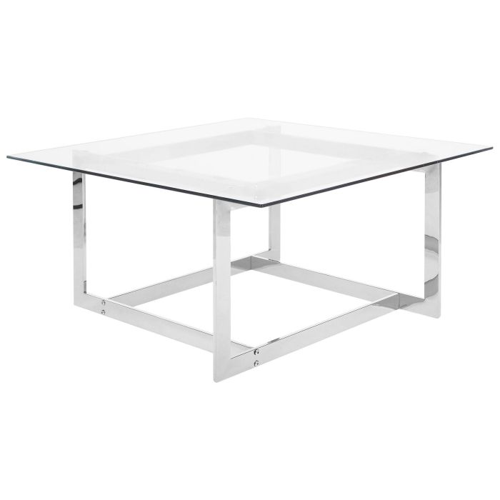 Glass Top Coffee Table Silver CRYSTAL