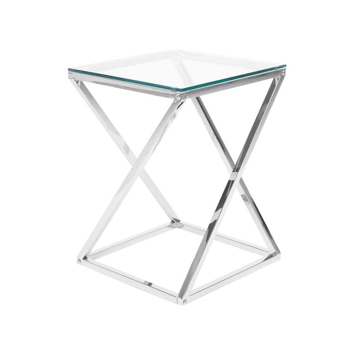 Glass Top Side Table Silver BEVERLY