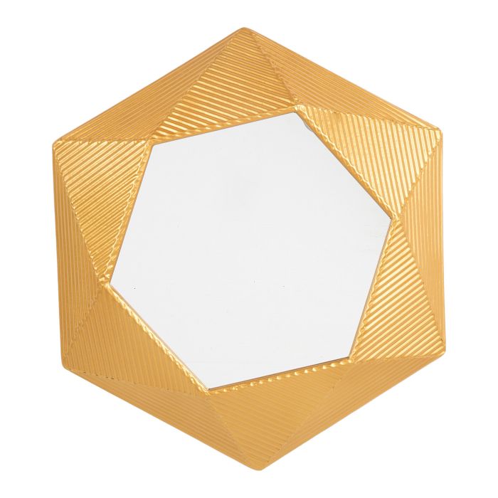 Hexagonal Metal Wall Mirror 60x51cm Gold