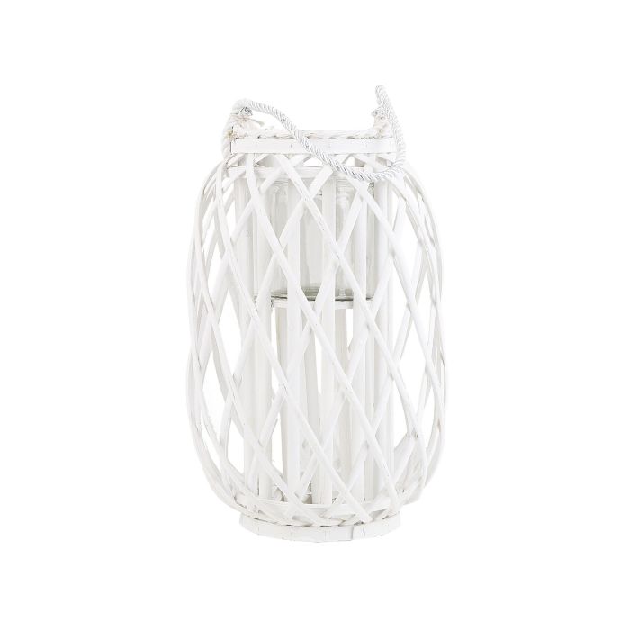 Wooden Candle Lantern 40 cm White MAURITIUS