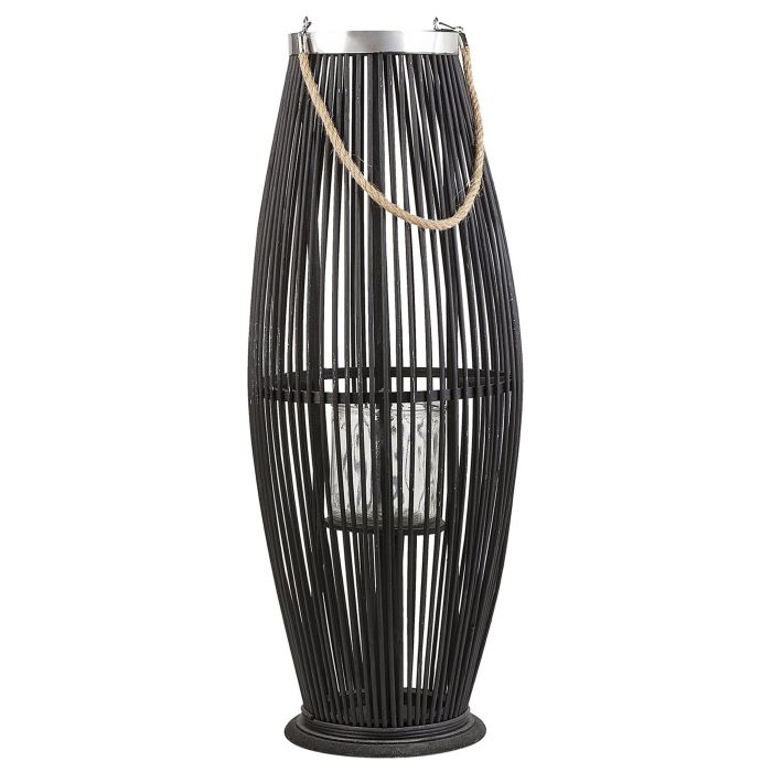 Wooden Candle Lantern 72 cm Black TAHITI